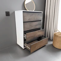 Comodă albă cu 4 sertare finisaj nuc închis – design modern, 4S/FI/FM 2