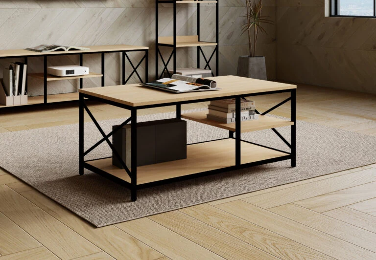 Masa Cafea Larson 100x30x80H Stejar/Black 4