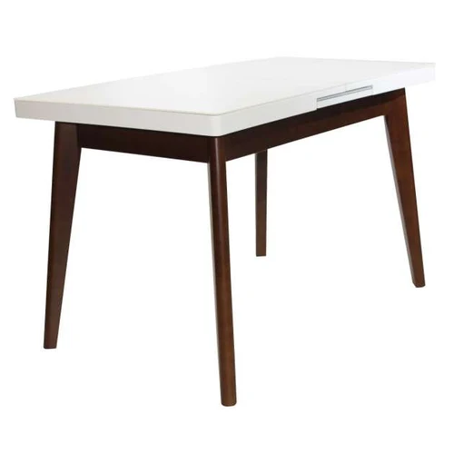 Стол MG-A06~White Glass+Brown Legs